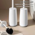Durable Soft Bristle Toilet Brush With Base Long Handle Standing Base Bathroom Cleaning Tool Space Saving Anti Drip Toilet Brush Set Deep Cleaning. 