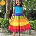 Creative Touch Cotton Rainbow Dress For Girls CDR6026. 