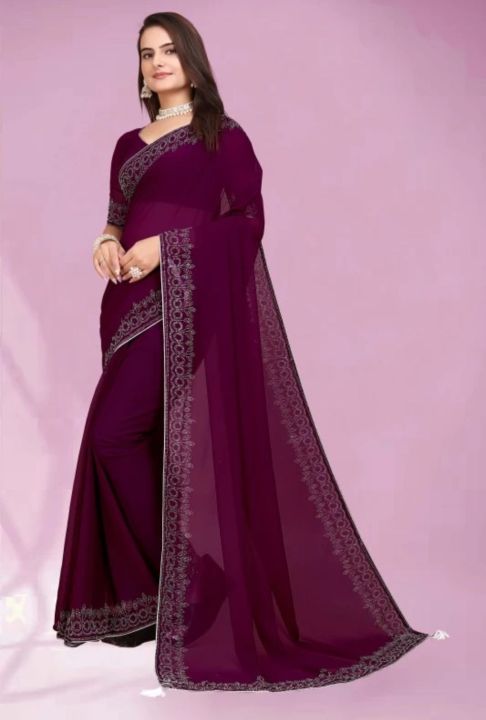 Fashionable%20Embellished%20Bollywood%20Georgette%20Saree%20in%20Purple%20for%20Modern%20Women%20With%20Unstitched%20Blouse%20-%20Image%208