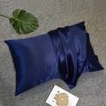 Navy Blue Color Silk Pillow Case 1 Pillow Case 17*27 Inches. 