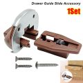 1Set Durable Plastic Metal Drawer Guide Slide Accessory with Roller Brown Drawer Track Slide Kit Universal Drawer Slide Replacement Part for Dressers Hutches Nightstand. 