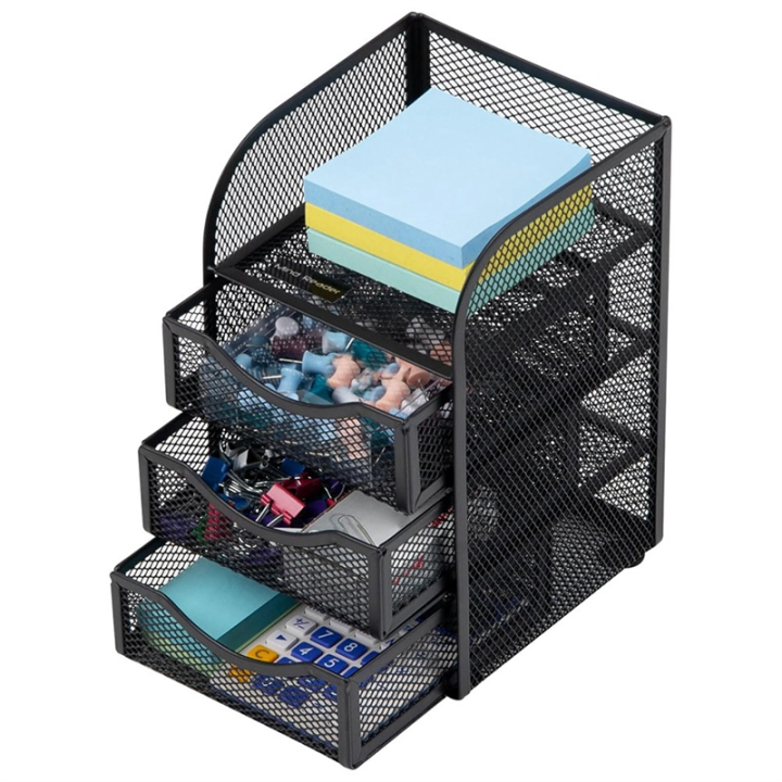 Metal%20Mesh%20Office%20Organizer%20with%20Drawer%20for%20Desktop,%20Paper%20Binder%20Clip%20Basket%20Workspace%20Storage%20-%20Image%202