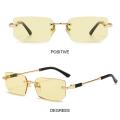 Retro UV400 Rimless Rectangle Sunglasses Y2K Frameless Sun Glasses Shades for Women & Men. 