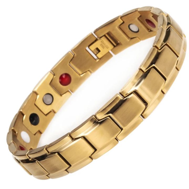 Bio Magnetic Bracelet 4 in 1 Health Energy Gold Plated Stainless Steel Power Therapy Magnetic Bracelet For Men/Women