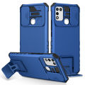 Vantime for Infinix Hot 10 Play Case Slide Camera Cover Kickstand Hard Shockproof Armor Casing. 