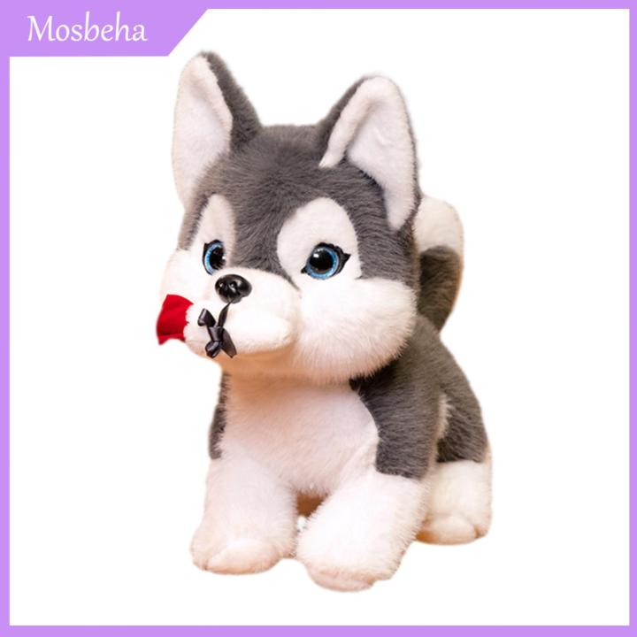 Mosbeha Birthday Present Plush Toy Adorable Lifelike Husky Dog Plush Toy Perfect Bedroom Living Room or Office Decoration Soft for Kids