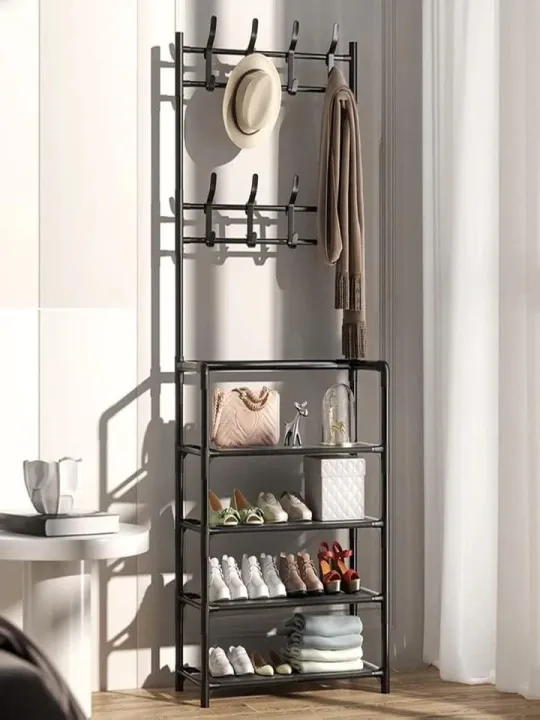 Multifunctional%20Shoe%20Rack%20Organizer%20Coat%20&%20Hat%20Rack%204%20-Tier%20And%208%20Hooks-White%20-%20Image%203