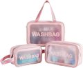 Set of 3 Cosmetic Bags/Travel Wash Transparent Makeup Organizer. 