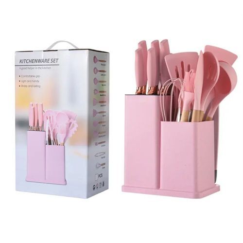 19 Pieces Silicone Kitchen Utensils Set & Kitchen Knives With Chopping Board Kitchen Accessories