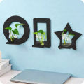Moon Star Round Square 4pc Wall Shelf Decor Rack In Black. 