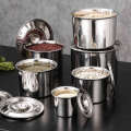 Extra Thick Box Stainless Steel Commercial Barrel Cylinder Seasoning Bowl Lard Oil Jar Flavor Cup Kitchen with Lid. 