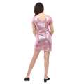 Pink Sequin V-Neck Half Sleeve Bodycone Dress For Women. 