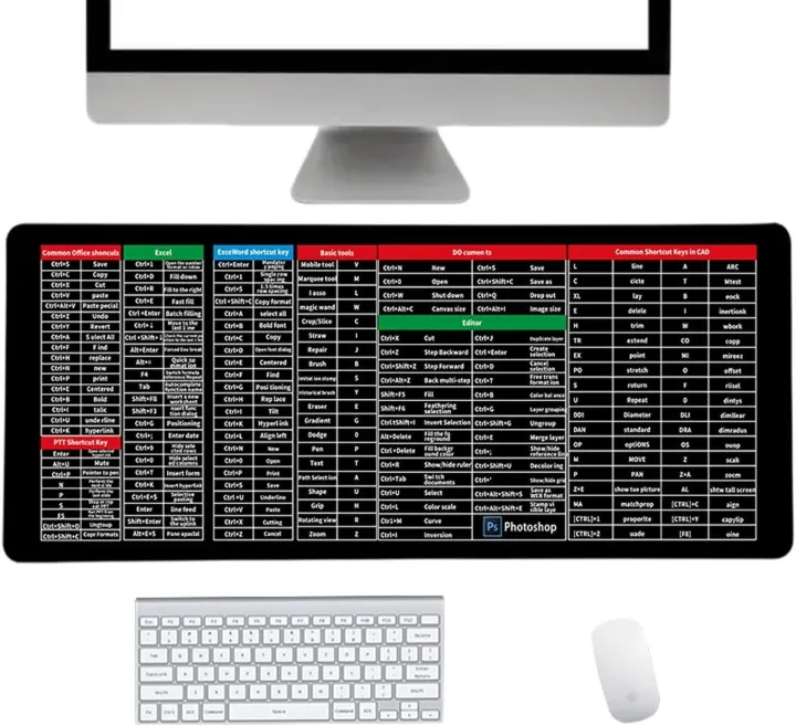 Anti-Slip%20Keyboard%20Mouse%20Pad%20With%20Office%20Excel%20Microsoft%20Software%20Shortcuts%20Key%20Patterns,%20Clear%20Extended%20Large%20Cheat%20Sheet-Color%20Black%20-%20Image%206