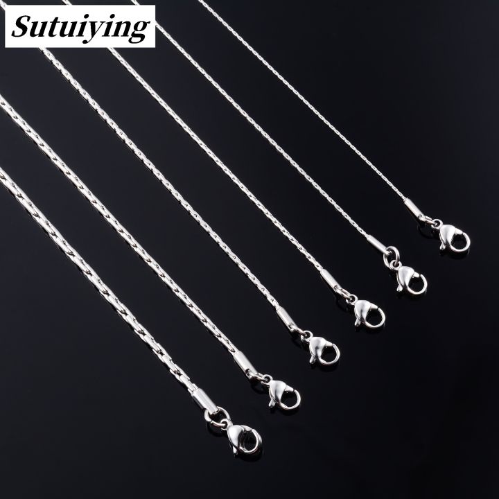 Sutuiying Thin Necklace Link Cable Chain on Neck for Women Ladies 316L Stainless Luxury Steel Jewelry Accessories Silver Color Choker Her Gift