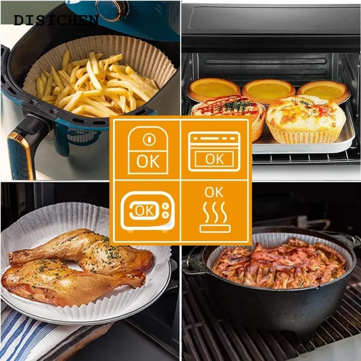 DISICHEN%20Fashion%2050%20Pcs%20Air%20Fryer%20Paper%20Liners%20Non-Stick%20Disposable%20Paper%20Tray%20for%20Air%20Fryer%20Cheesecake%20Air%20Fryer%20Accessories%20Baking%20PaperHats%20Caps%20-%20Image%204
