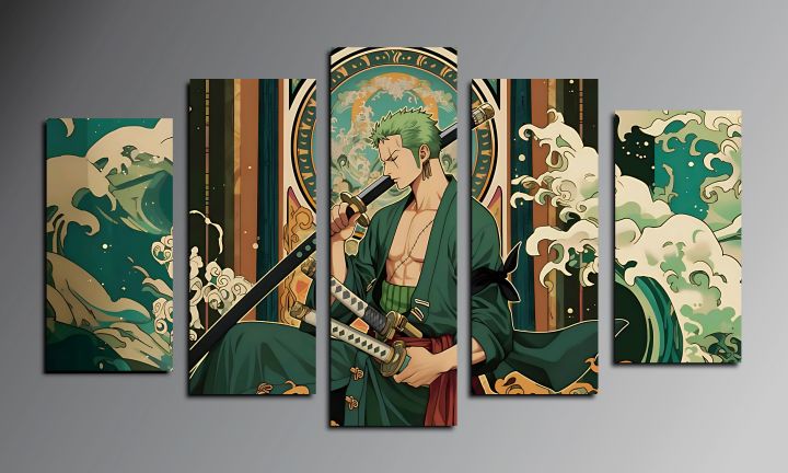 5-Piece Canvas Wall Art Set –One Piece Roronoa Zoro Print