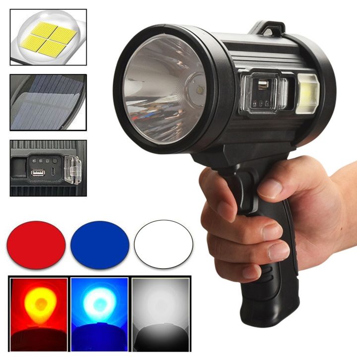 Multifunctional Solar Powered Rechargeable LEDs Searching Light Outdoor Camping Lamp