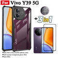 3 IN 1 Vivo Y39 5G Anti-fall Mobile Phone Case for Vivo Y04 Y29S Y29 4G Y19S Tempered Glass Film+lens Film. 