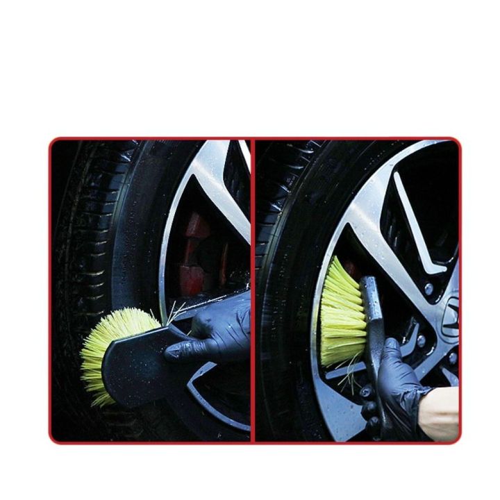 Detailing Tool Soft Bristle Car Tire Brush Heavy Duty Durable Design Wheel Cleaning Brush Short Handle Ergonomic Handle Automotive Detailing Tool Outdoor Cleaning