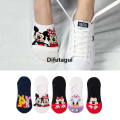 Difutagui 5 Pairs Casual Cute women Socks animal Cartoon Mickey Minnie Daisy socks Cotton invisible funny socks size 35-41 Dropshipping. 