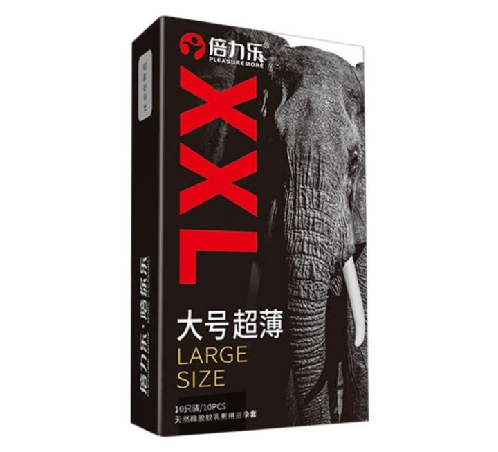 PleasureMore XXL Large Condoms Individually Wrapped Latex Condoms Non-Lubricated 10 Pack