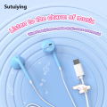 Sutuiying Hello Kitty in-ear Wired Earphones Sanrio Kuromi Pendant Series New Earbuds Cinnamoroll Kawaii Games Sports Headphones Girl Gifts. 