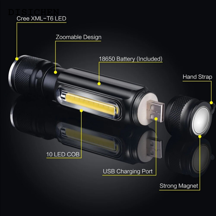 DISICHEN%20Fashion%20High%20Power%20Led%20Flashlights%20Camping%20Rechargeable%20Flashlight%20Portable%20COB%20Outdoor%20Zoom%20Fishing%20Lighting%20Lights%20Strong%20Light%20-%20Image%202
