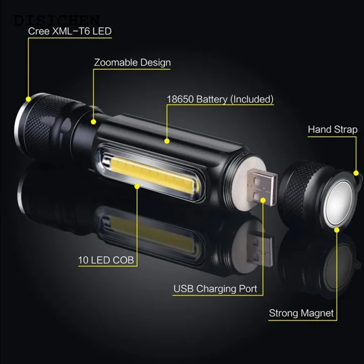 DISICHEN%20Fashion%20High%20Power%20Led%20Flashlights%20Camping%20Rechargeable%20Flashlight%20Portable%20COB%20Outdoor%20Zoom%20Fishing%20Lighting%20Lights%20Strong%20Light%20-%20Image%202