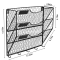 3 Tier Metal Mesh Hanging Mail Rack with Hooks Letter Document Magazine Office Sorter Bin. 