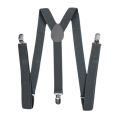 2X Unisex Clip on Suspender Elastic Y-Shape Back Formal Adjustable Braces, Dark Gray. 