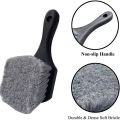Detailing Tool Soft Bristle Car Tire Brush Heavy Duty Durable Design Wheel Cleaning Brush Short Handle Ergonomic Handle Automotive Detailing Tool Outdoor Cleaning. 