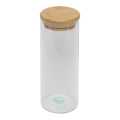 DELPH Premium Tall Glass Round Bottom Container 300ml With Wooden Lid For Coffee Tea Condiments Chocolates Candy. 