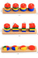 9 In 1 Montessori Wooden Stacking Rings & Shapes Sorting Toy - Color, Number & Fraction Learning | Geometric Shape Stacking Board for Baby, Toddlers & Kids | Early Education STEM Puzzle & Tangram. 