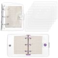 Spreeshop 2 Pcs Transparent 3 Ring Binder Cover PVC Clear Notebook Loose Leaf Mini Binder with 80 Inner Papers and Refillable Bags. 