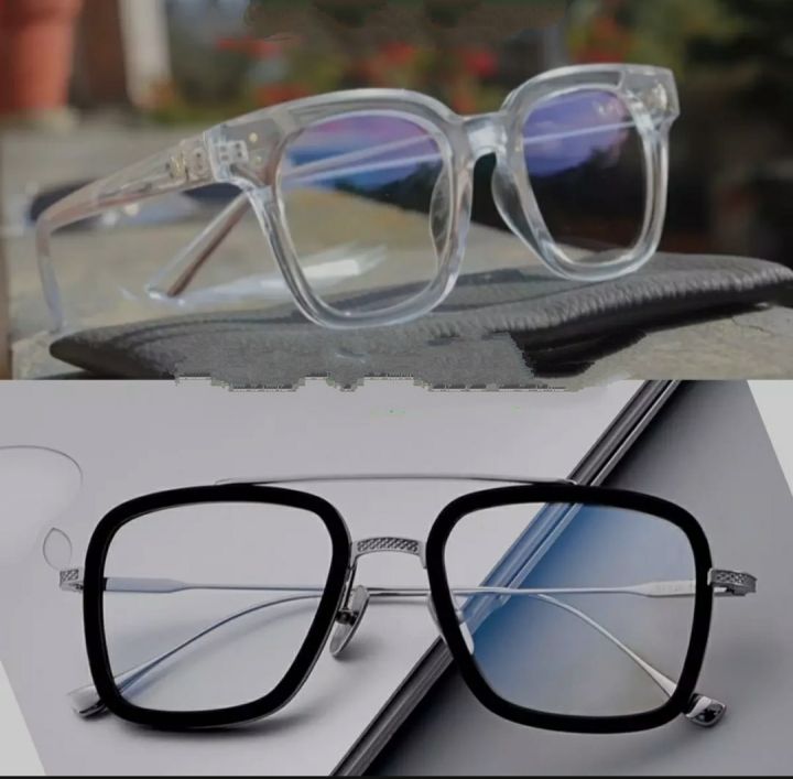 Blue Ray Cut Trendy Transparent Square And Ironman Designed Combo (BUY 1 GET 1) Frame Bluecut Glasses For Unisex
