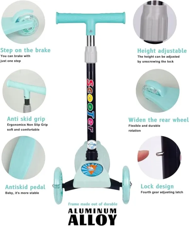 Beauenty%20Folding%203%20Wheel%20Scooter%20For%20Kids%20Toddler%20Scooter%20With%20LED%20Light%20Up%20Wheels%20Adjustable%20Height%20&%20Best%20Gifts%20For%20Kids%20-%20Image%202