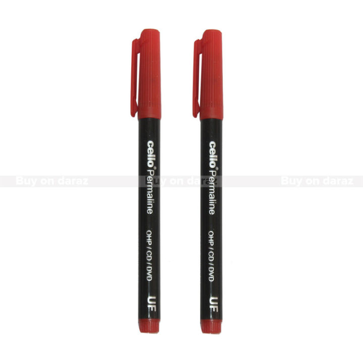 Cello Permaline Ultra Fine Permanent Pen UF Red Set Of