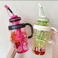 Straw wind belt cup lucky plastic cup summer good looking 2025 milk tea cup belly cute water bottle. 