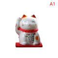 Japanese Ceramic Lucky Cat Ornament Fortune Cat Figurine Mini Cat Ceramic Charm Wufu Decoration Desktop Home Decor Creative CF8. 