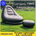 Portable Lazy Inflatable Sofa with Footrest – Lightweight, Durable, 130KG Load Capacity, Easy Storage & Includes Air Pump. 