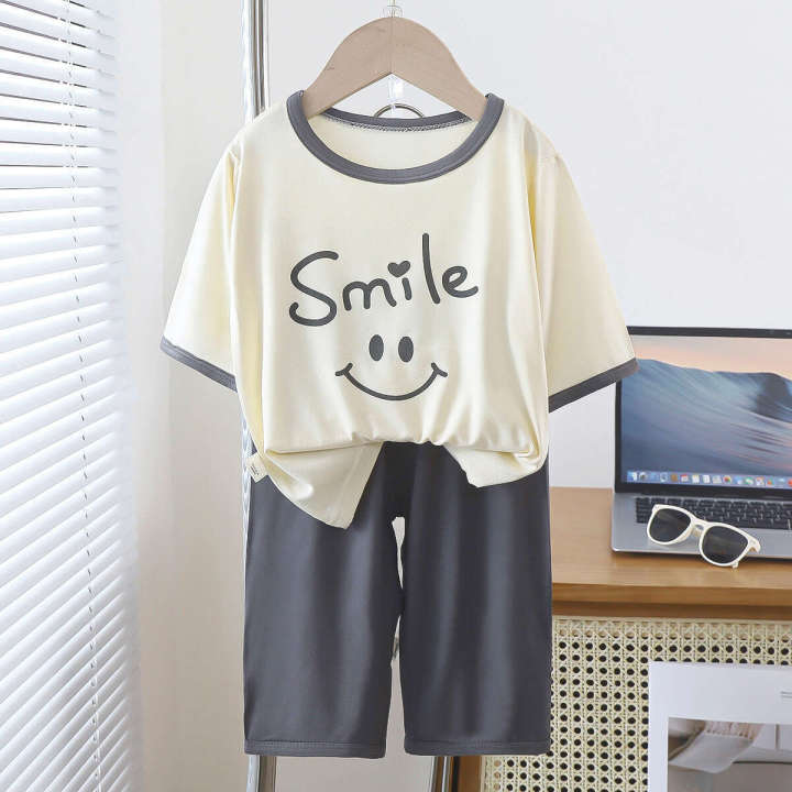 New%20Yaseller%20Homewear%20Seven-quarter%20Sleeve%20Set%20Boys%20Girls%20Pamas%20Summer%20Thin%20Medium%20Large%20Children%20Air%20Conditioning%20Clothes%20-%20Image%202