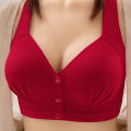 Oufeiton Comfortable Underwear Comfortable Wireless Front Closure Vest Style Bra for Mid-aged Women B/c Cup Push-up Seamless Plus Size Underwear. 