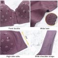 Plus size underwired floral closure comfortable active cotton daisy bra seniors convenient front button chick lingerie everyday underwear. 