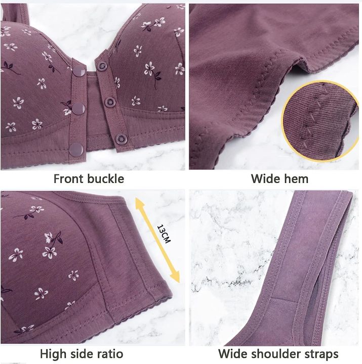 Plus%20size%20underwired%20floral%20closure%20comfortable%20active%20cotton%20daisy%20bra%20seniors%20convenient%20front%20button%20chick%20lingerie%20everyday%20underwear%20-%20Image%203