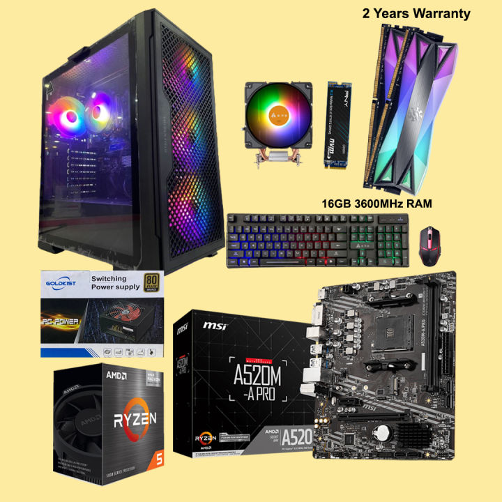Gaming%20Desktop%20with%20AMD%20Ryzen%205%205600G%20with%20Radeon%20Vega%207%20Graphics%20%7C%2016GB%20DDR4%203600MHz%20%7C%20256GB%20SSD%20%7C%20650W80%20Plus%20Bronze%20SMPS%20%7C%20RGB%20Mouse%20&%20Keyboard%20%7C%20Gaming%20Pc%20-%20Image%202