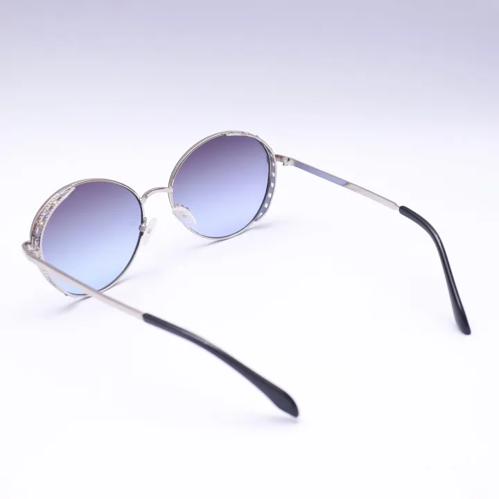 Blue/Silver%20Circular%20Sunglasses%20For%20Women%20-%20Image%204
