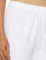 Women's Solid Churidar White Leggings Comfortable Fit Elastic Waist Straight Leg Trousers. 