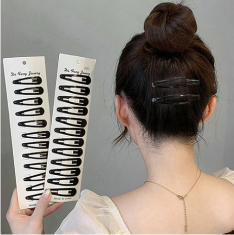 Black Hair Clips (1.92 Inch) – Pack of 12 & Pack Of 24 | Stylish Hair Accessories for Women & Kids