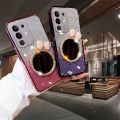 Back Cover 5G Slim Girl Glitter Plating Clear Shiny Glitter Mirror Bow Band Vivo for T4X Phone Case Deluxe Gradient Edition VivoT4X. 