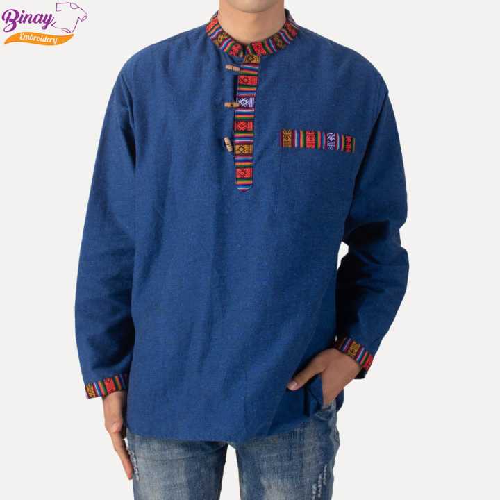 Binay%20Embroidery%20Blue%20Nepali%20With%20Bhutani%20Borderd%20Kurta%20Shirt%20For%20Men%20-%20Fashion%20%7C%20Men's%20Wear%20%7C%20Kurtha%20Shirts%20%7C%20-%20Image%202